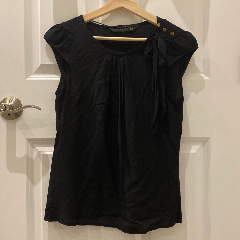 Zara Semi Sheer Black & Pink Top